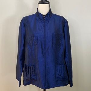 Chico’s coat jacket blazer shiny party holiday workwear zip front